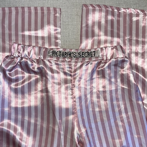 Victoria’s Secret 🔥RARE🔥 Size 38 Y2K Pink Striped Bling Satin Pajama Pants - Picture 4 of 8